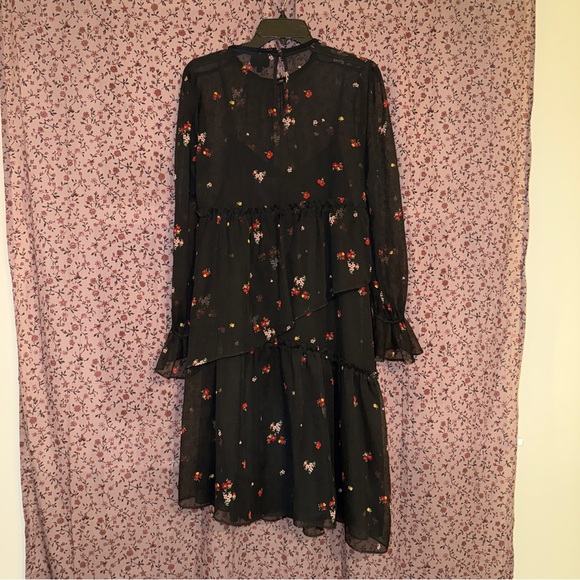 Who What Wear Black Sheer Floral Dress - Picture 3 of 6